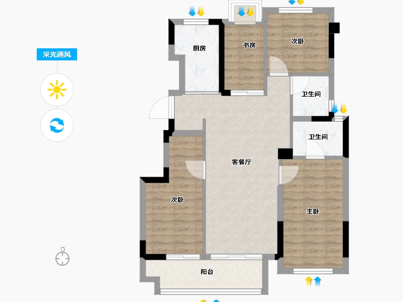 福建省-福州市-世茂帝封江-83.91-户型库-采光通风