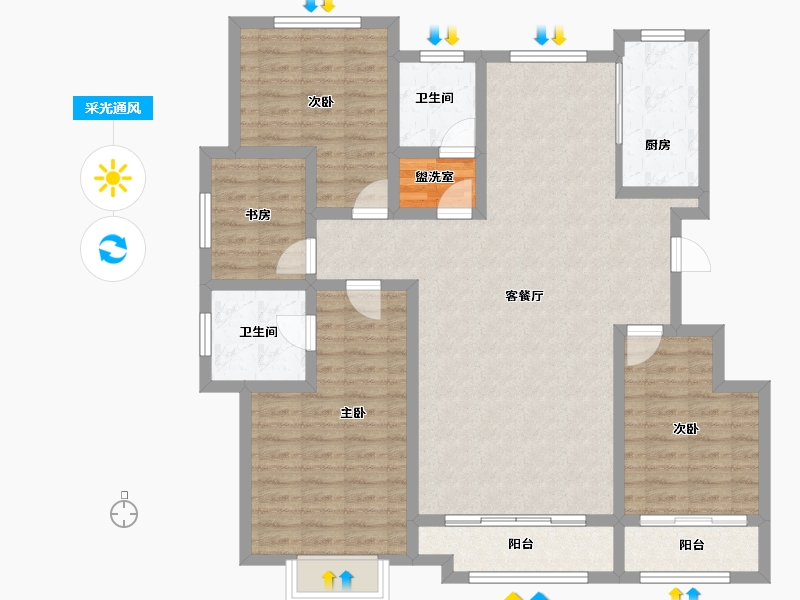 山东省-济南市-锦祥佳苑-116.53-户型库-采光通风