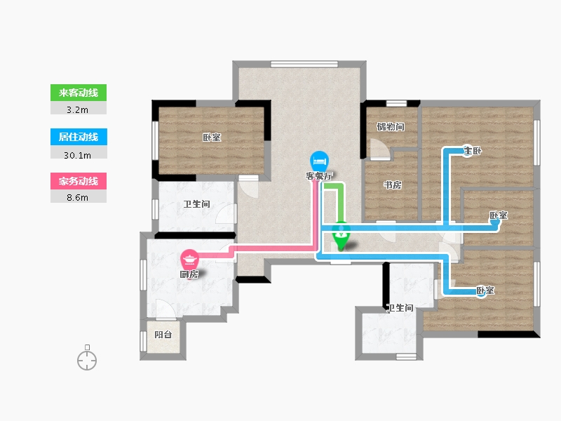 浙江省-杭州市-衍新玉府-115.00-户型库-动静线