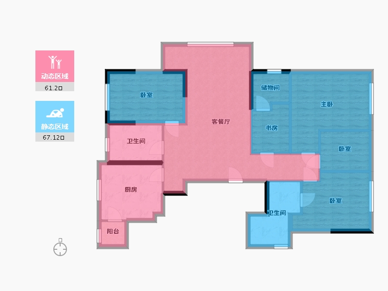 浙江省-杭州市-衍新玉府-115.00-户型库-动静分区