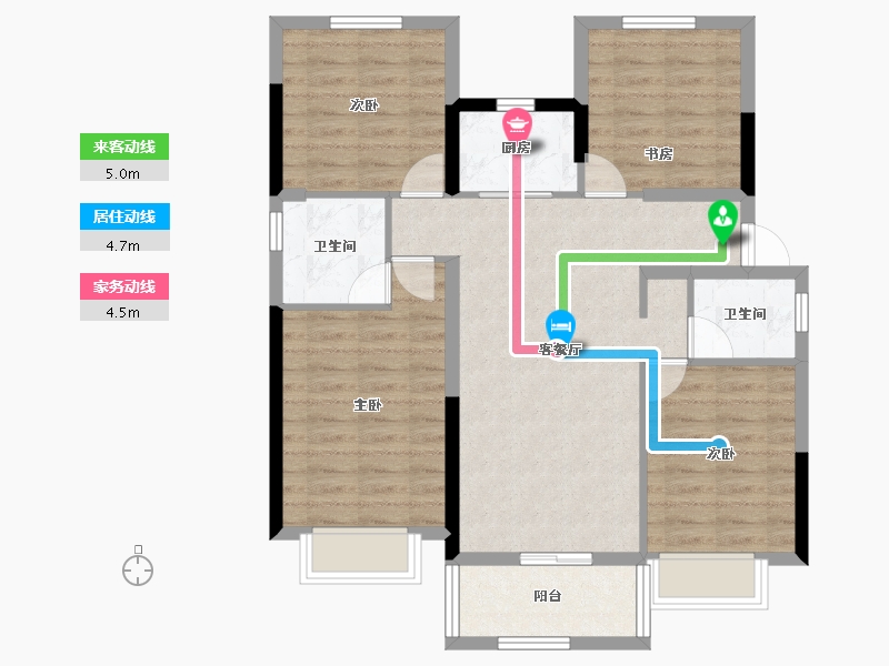 福建省-福州市-碧桂园正荣阳光城悦江湾-85.70-户型库-动静线