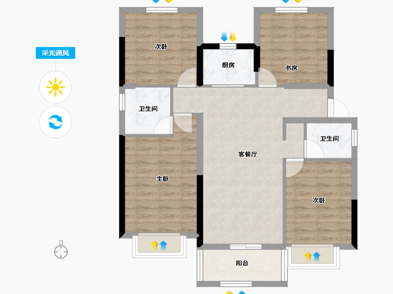 福建省-福州市-碧桂园正荣阳光城悦江湾-85.70-户型库-采光通风