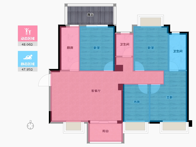 福建省-福州市-福州温泉城-92.85-户型库-动静分区