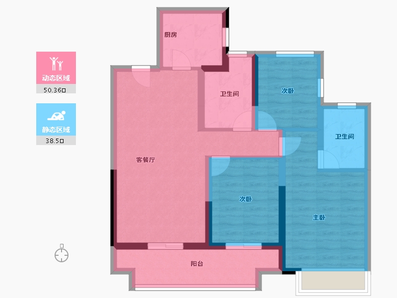 江苏省-苏州市-张家港建发和玺-78.40-户型库-动静分区