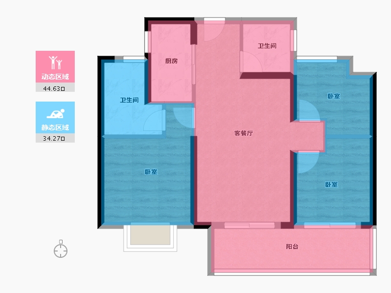 福建省-福州市-碧桂园麓府-70.01-户型库-动静分区