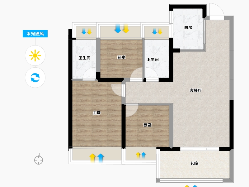 广东省-深圳市-花样年·好时光-76.89-户型库-采光通风