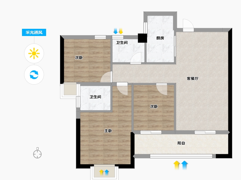 福建省-福州市-名城银河湾-78.40-户型库-采光通风