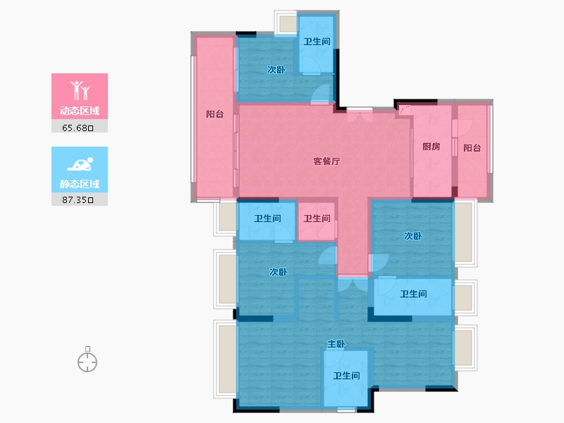 重庆-重庆市-阳光城哈罗小镇-144.80-户型库-动静分区