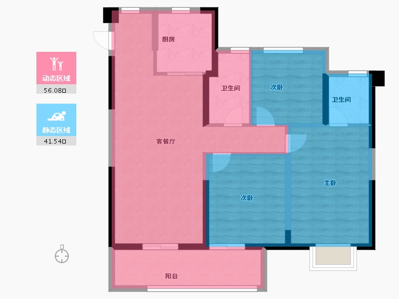 福建省-福州市-望海潮-87.20-户型库-动静分区