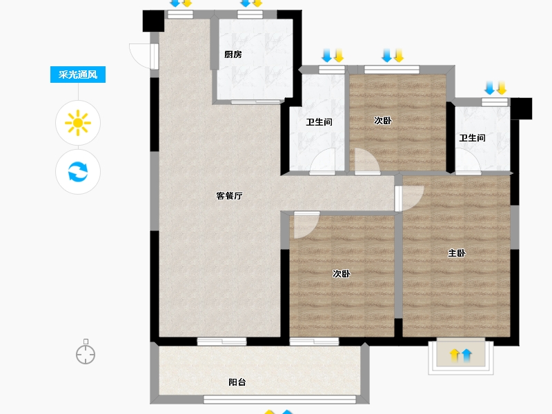 福建省-福州市-望海潮-87.20-户型库-采光通风