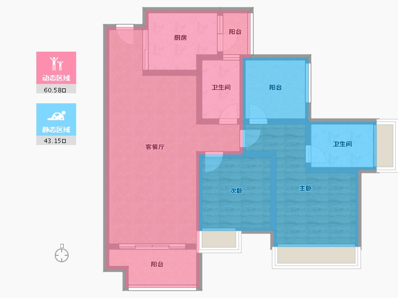 广东省-惠州市-牧云左岸-70.00-户型库-动静分区