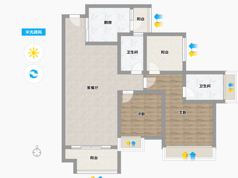 广东省-惠州市-牧云左岸-70.00-户型库-采光通风