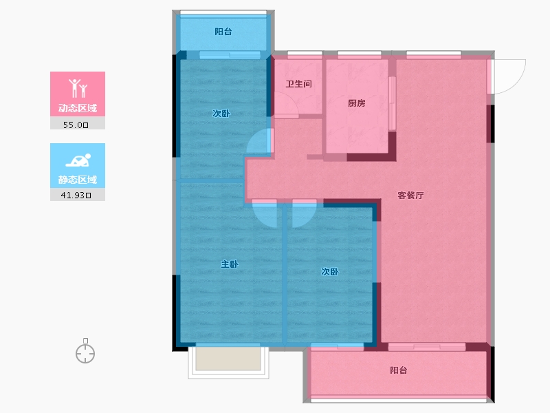 江苏省-南通市-尚上雅居-87.20-户型库-动静分区