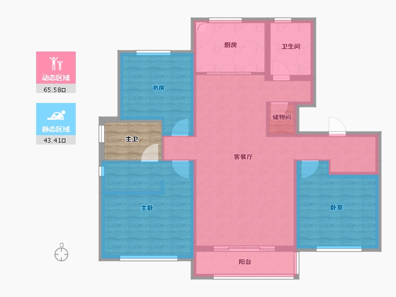 河南省-郑州市-融创空港宸院​-101.60-户型库-动静分区