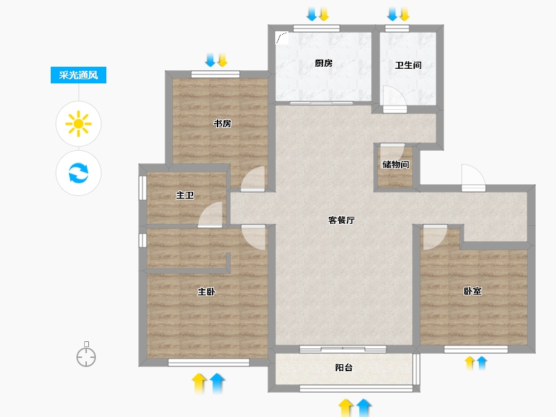 河南省-郑州市-融创空港宸院​-101.60-户型库-采光通风