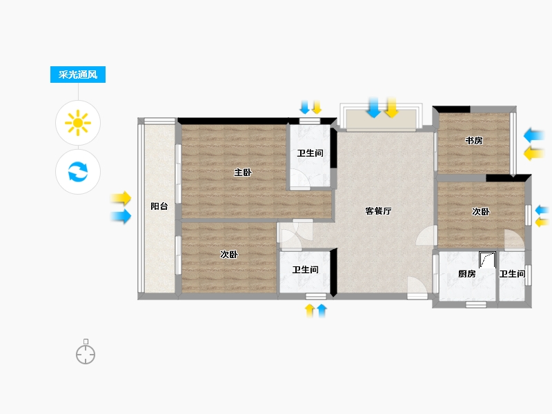 浙江省-杭州市-印象苕溪-118.00-户型库-采光通风