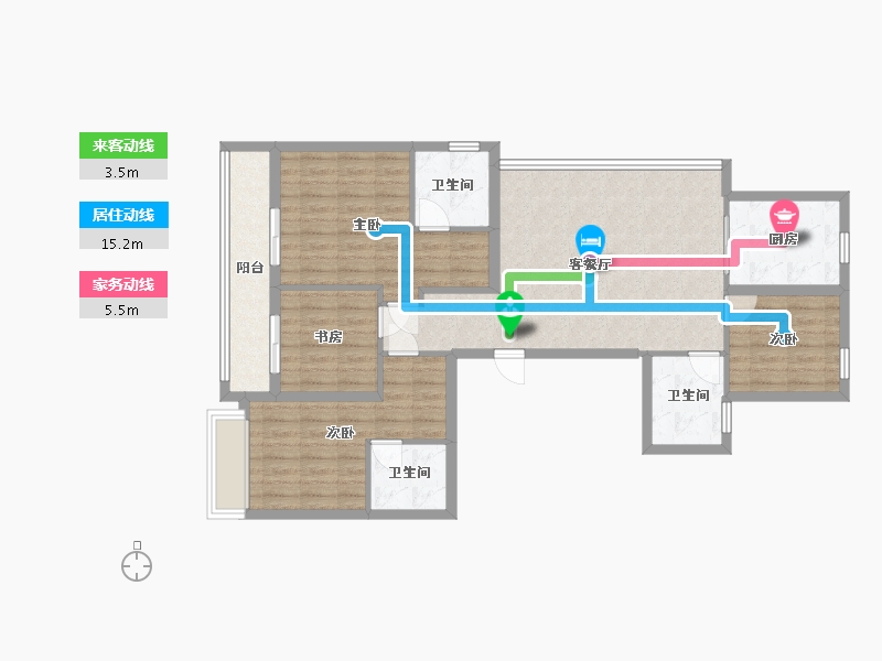 浙江省-杭州市-印象苕溪-133.00-户型库-动静线