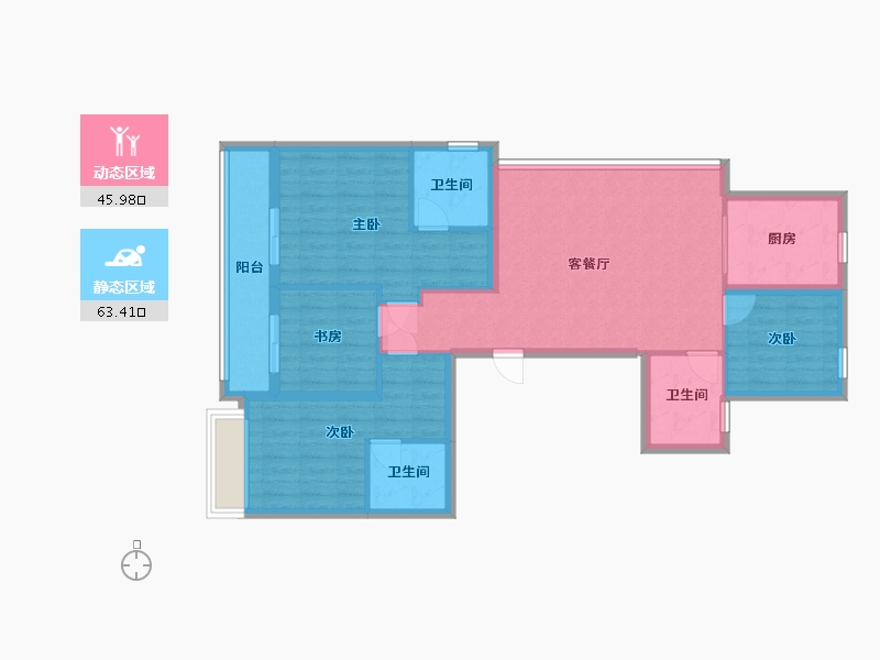 浙江省-杭州市-印象苕溪-133.00-户型库-动静分区