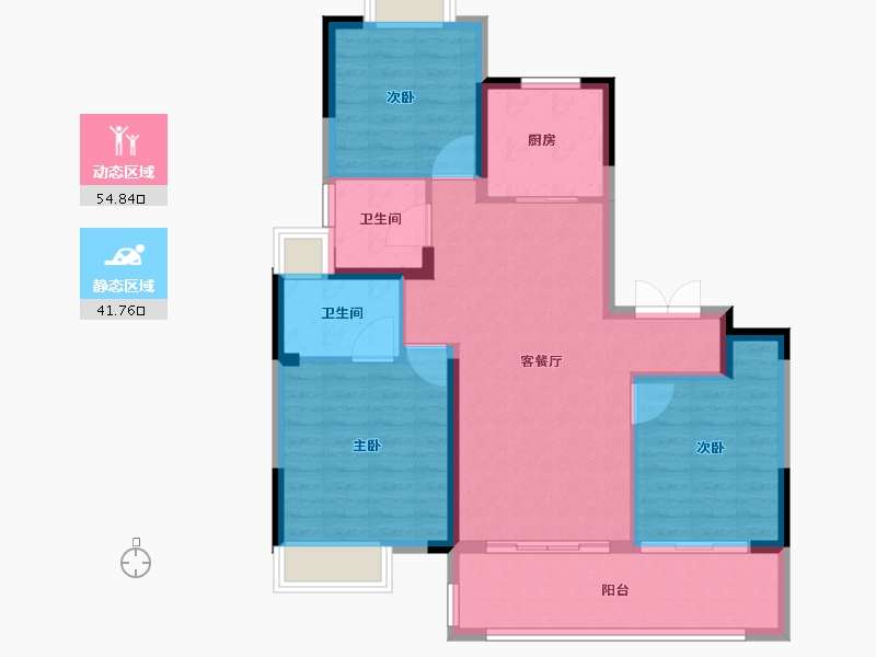 江苏省-南通市-远创宸樾-87.20-户型库-动静分区