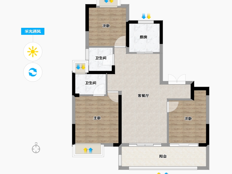 江苏省-南通市-远创宸樾-87.20-户型库-采光通风