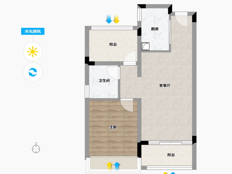 广东省-珠海市-金湾宝龙城-54.99-户型库-采光通风