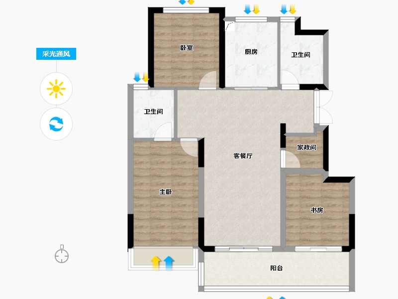 河南省-郑州市-融创空港宸院​-92.00-户型库-采光通风