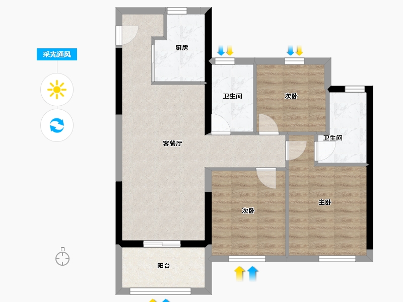 福建省-福州市-国贸学原-71.20-户型库-采光通风