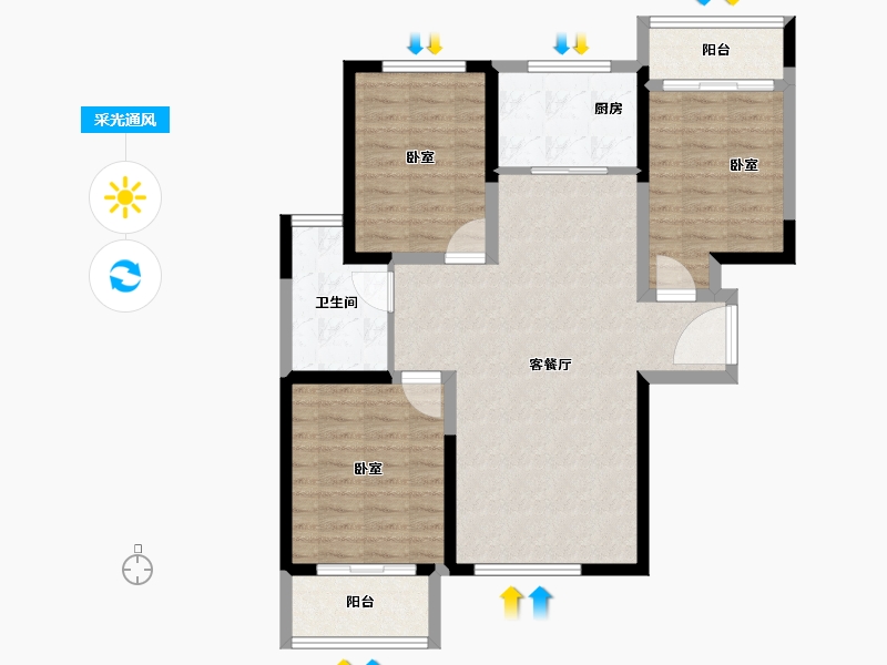 河南省-郑州市-宏光揽境-90.40-户型库-采光通风