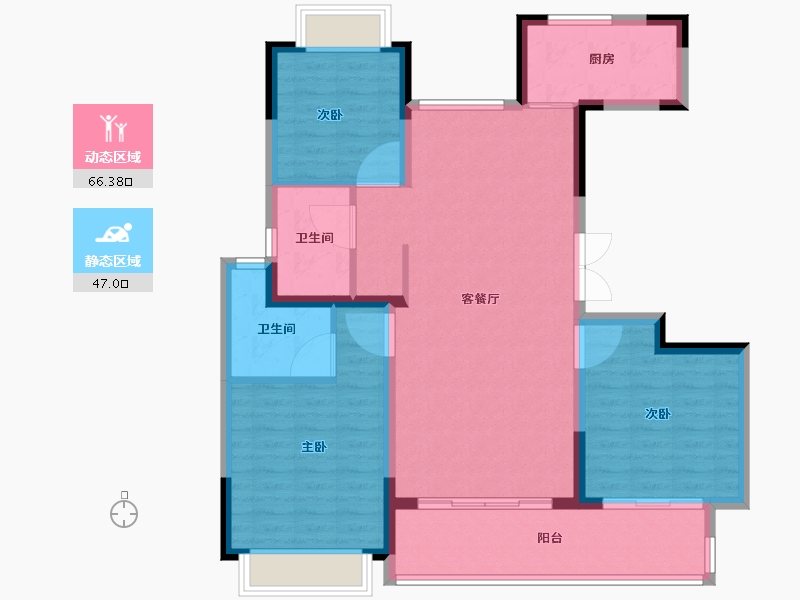 江苏省-南通市-珑悦花园-102.53-户型库-动静分区