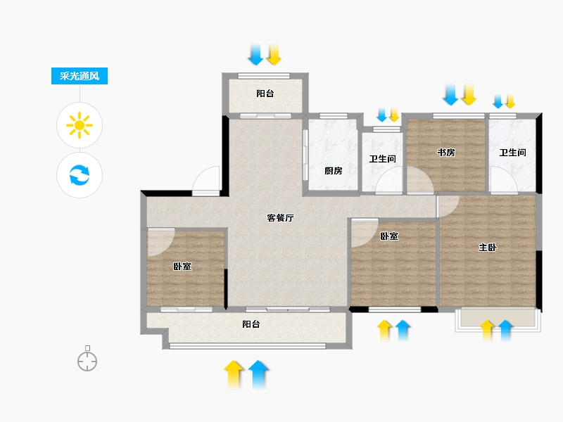 山东省-济南市-绿地国际博览城-128.01-户型库-采光通风