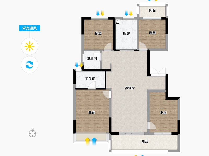 河南省-郑州市-融创空港宸院​-110.40-户型库-采光通风