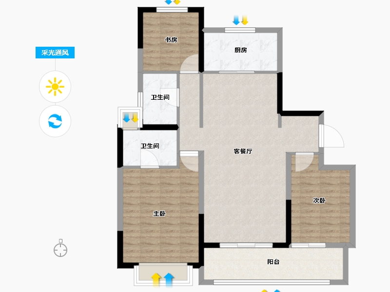 江苏省-南通市-中海翠湖溪岸-100.00-户型库-采光通风