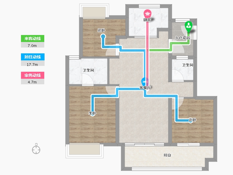 江苏省-南通市-万科金域蓝湾-88.00-户型库-动静线