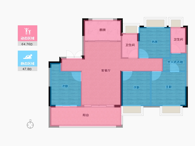 江苏省-南通市-远创宸樾-102.61-户型库-动静分区