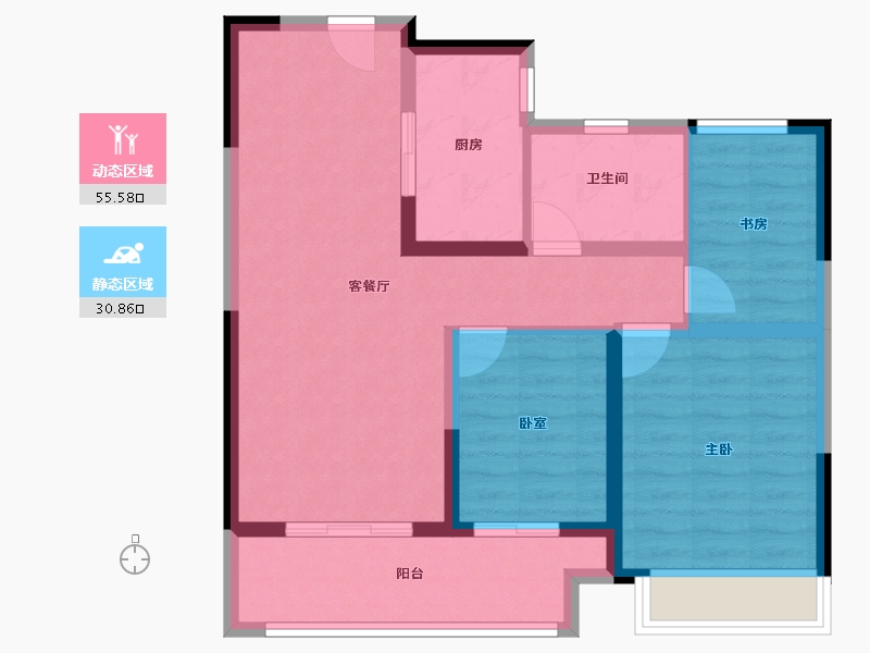 河南省-郑州市-康桥那云溪-76.76-户型库-动静分区