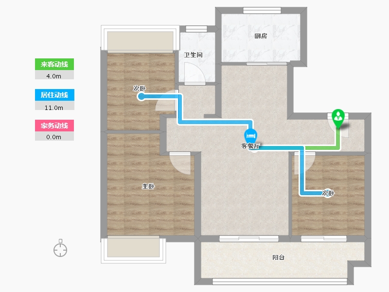 江苏省-南通市-万科金域蓝湾-76.00-户型库-动静线