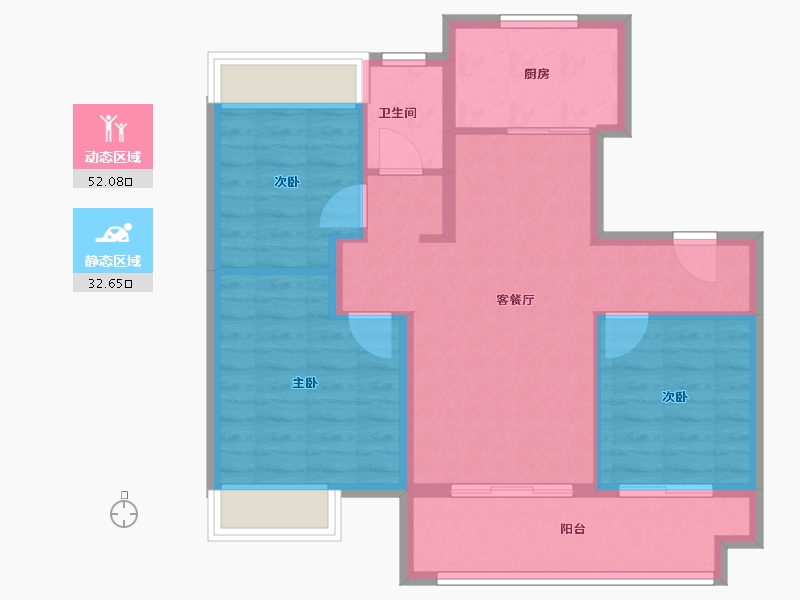 江苏省-南通市-万科金域蓝湾-76.00-户型库-动静分区