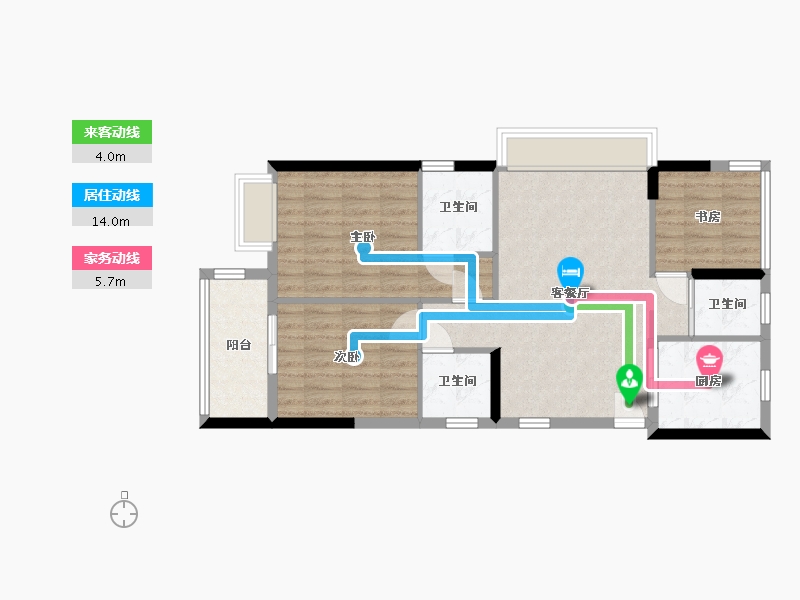 浙江省-杭州市-印象苕溪-104.00-户型库-动静线