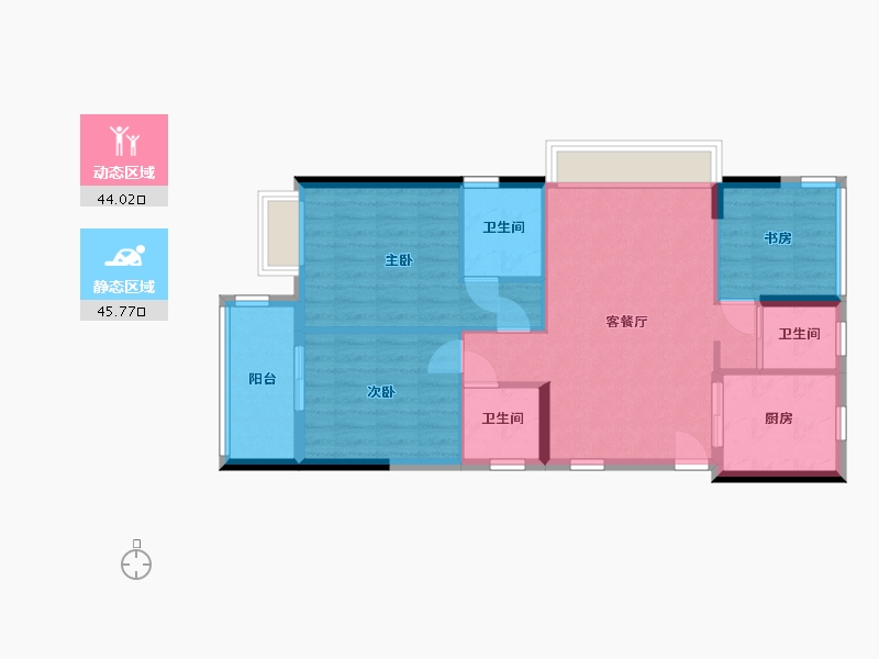 浙江省-杭州市-印象苕溪-104.00-户型库-动静分区