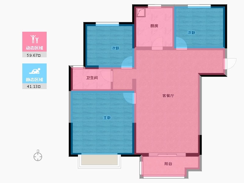 河南省-郑州市-康桥那云溪-89.64-户型库-动静分区