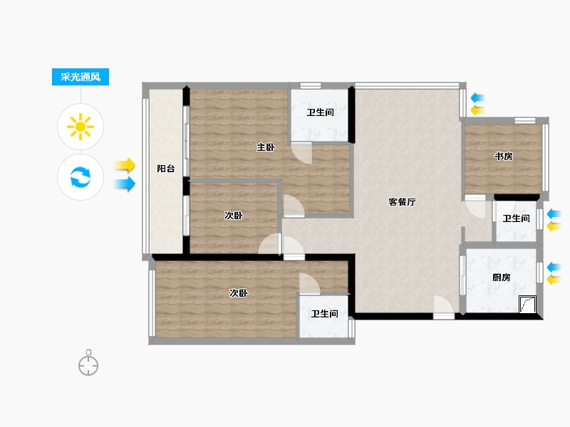 浙江省-杭州市-印象苕溪-140.00-户型库-采光通风