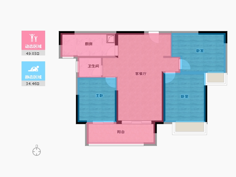 河南省-郑州市-康桥那云溪-74.54-户型库-动静分区