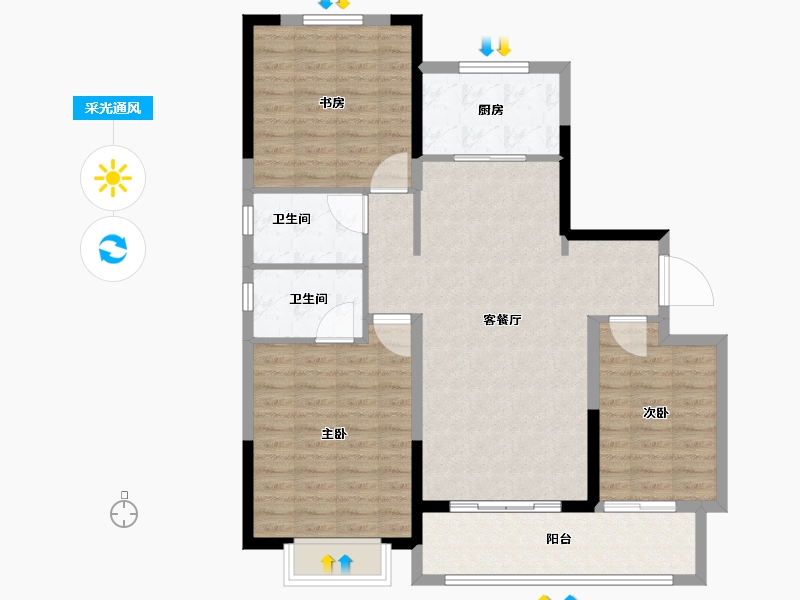 江苏省-南通市-中海翠湖溪岸-100.00-户型库-采光通风