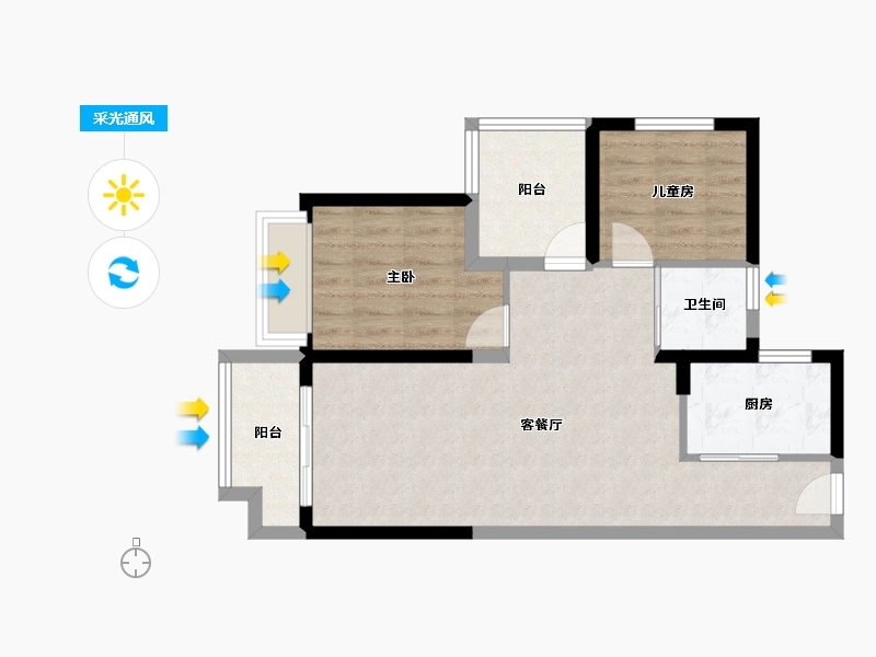 广东省-珠海市-天誉·珠海湾-64.99-户型库-采光通风