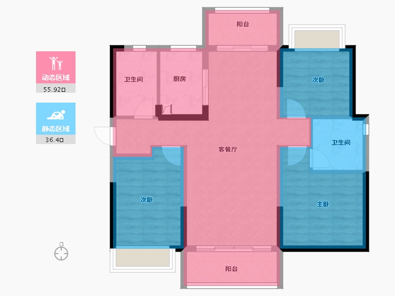 广东省-珠海市-奥园展科花园-82.00-户型库-动静分区