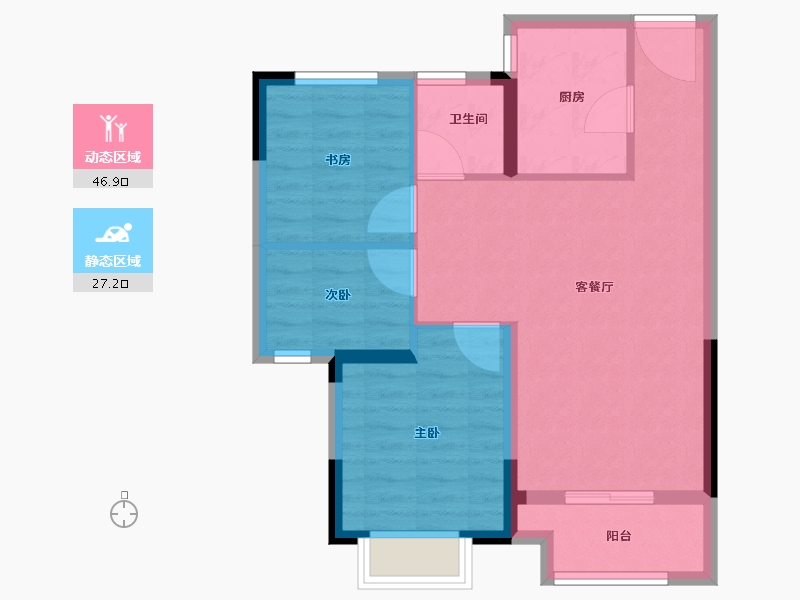 江苏省-南通市-启东绿地国际健康城-66.40-户型库-动静分区