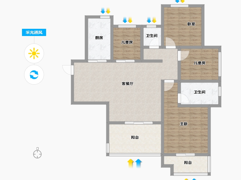 河南省-郑州市-佳源·名门橙邦-117.60-户型库-采光通风