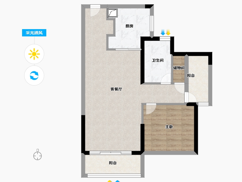 广东省-珠海市-汇华水岸花园-61.00-户型库-采光通风