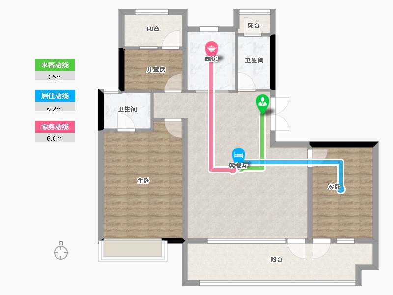 山东省-济南市-绿地国际博览城-104.00-户型库-动静线