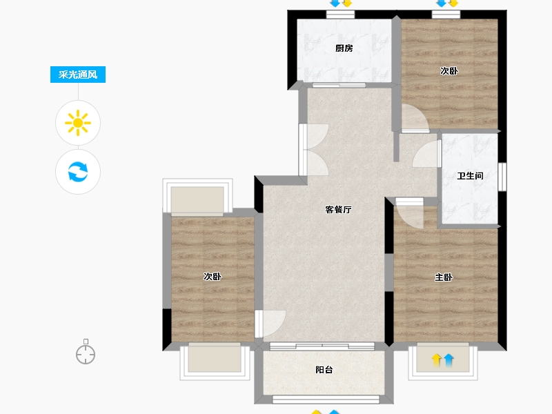 河北省-承德市-兴隆碧桂园-80.00-户型库-采光通风